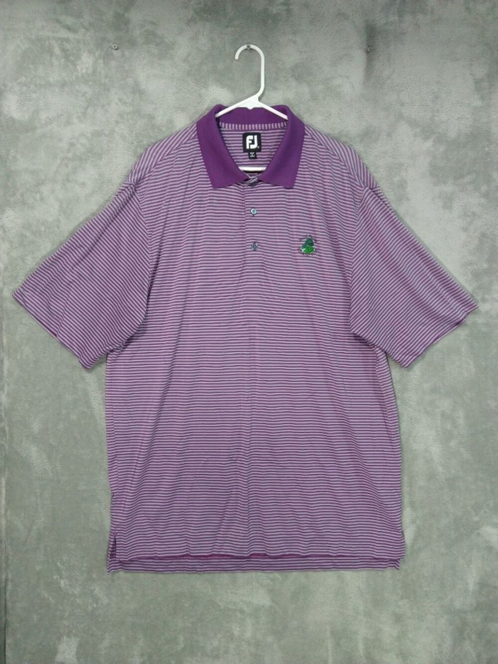 FootJoy Shirt Mens XL Purple Gray Striped Polo Short Sleeve Golf Performance